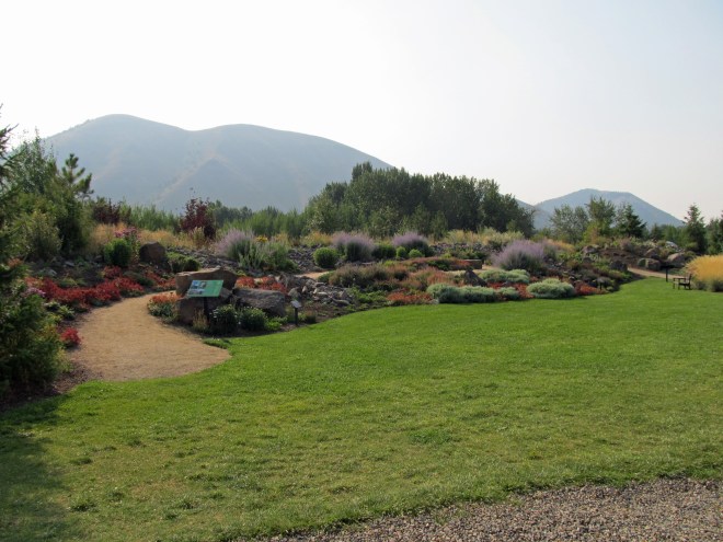 Berms in the Alpine Garden with pathway passing through